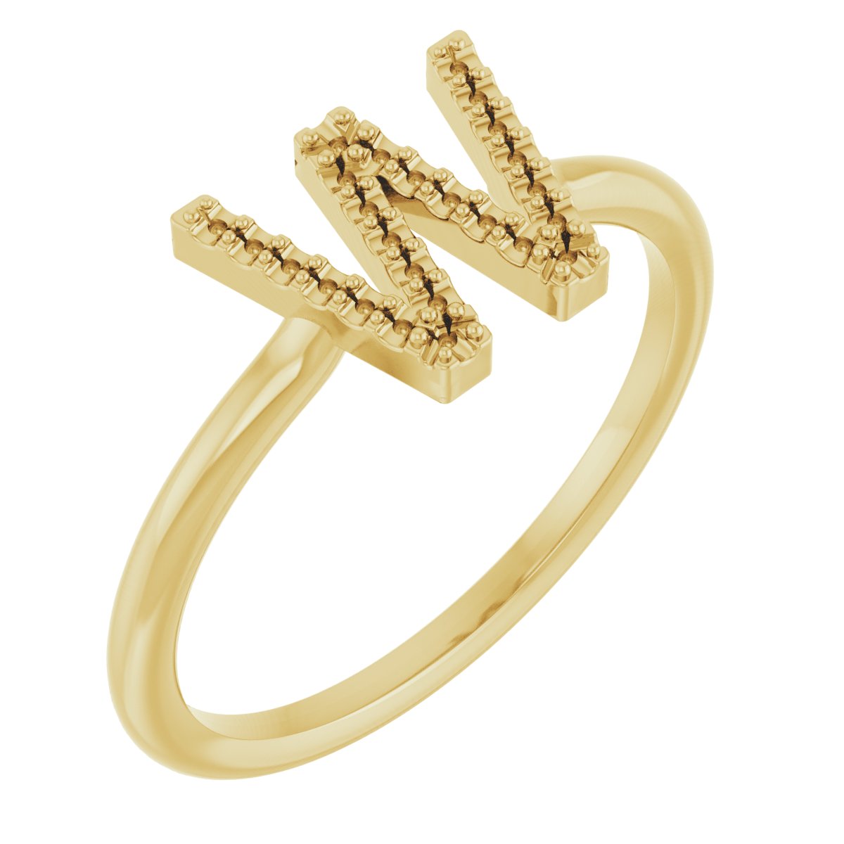 14K Yellow .06 CTW Natural Diamond Initial W Ring