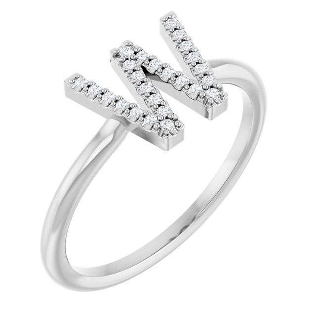 Sterling Silver .06 CTW Natural Diamond Initial W Ring