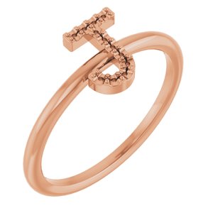18K Rose Accented Initial J Ring Mounting