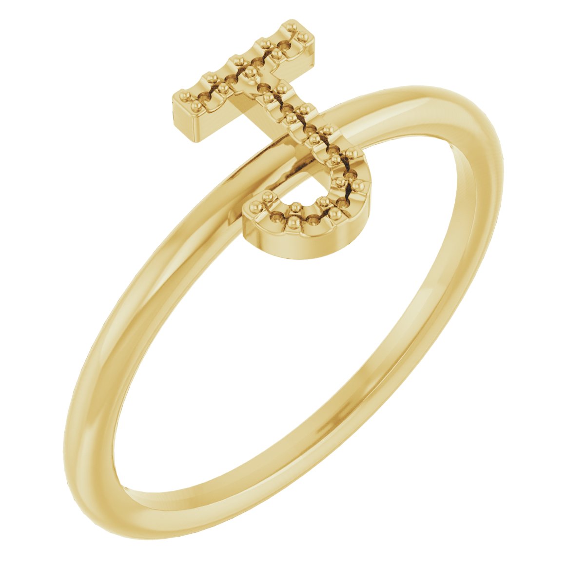 14K Yellow .05 CTW Diamond Initial J Ring