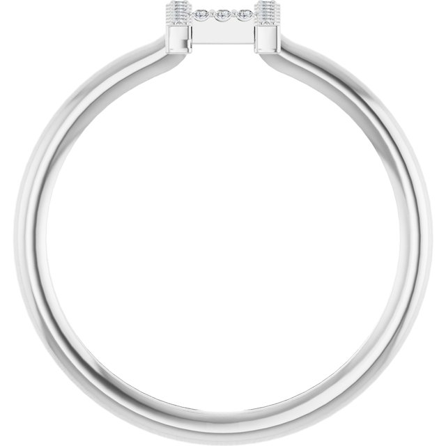 14K White .05 CTW Natural Diamond Initial H Ring