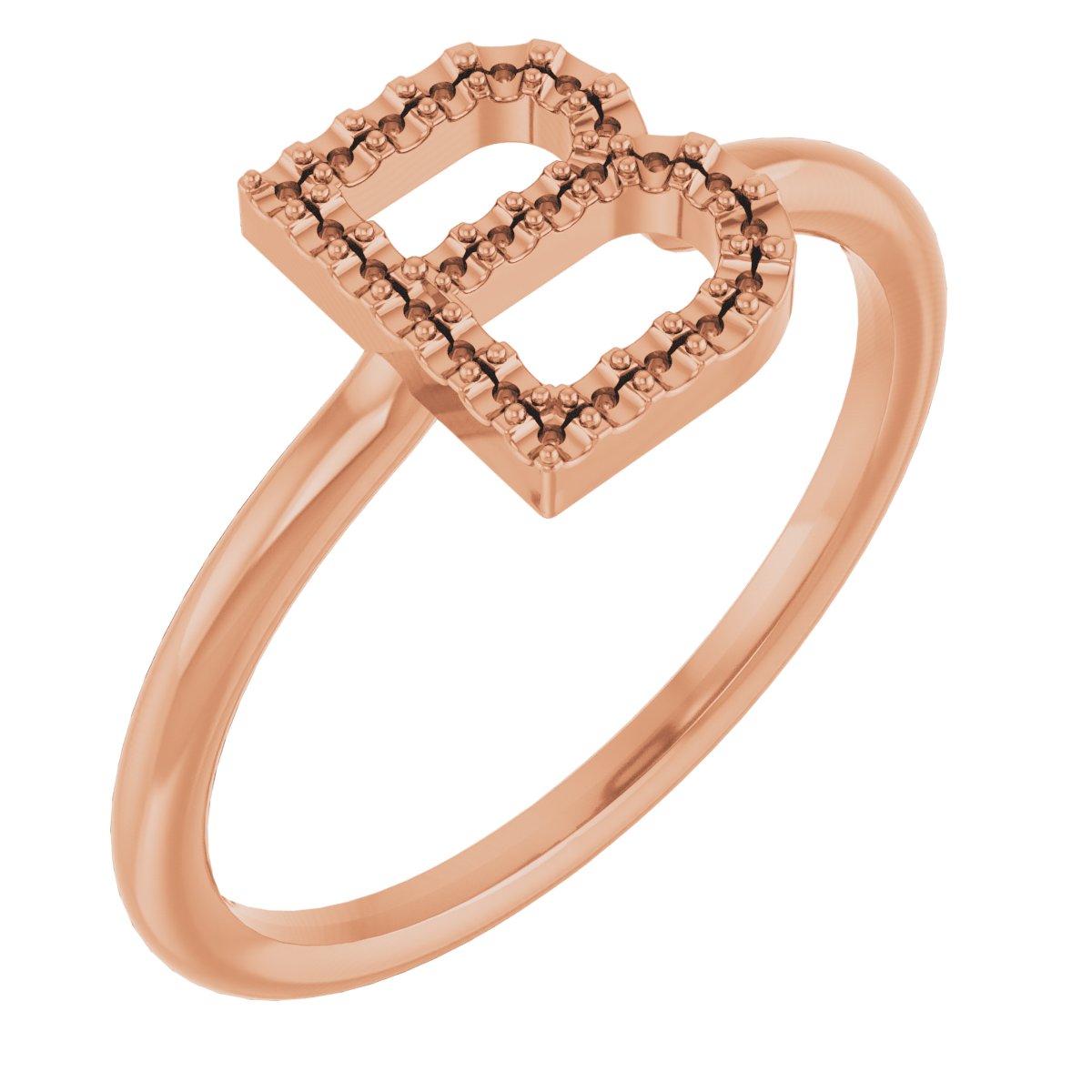 18K Rose Accented Initial B Ring Mounting