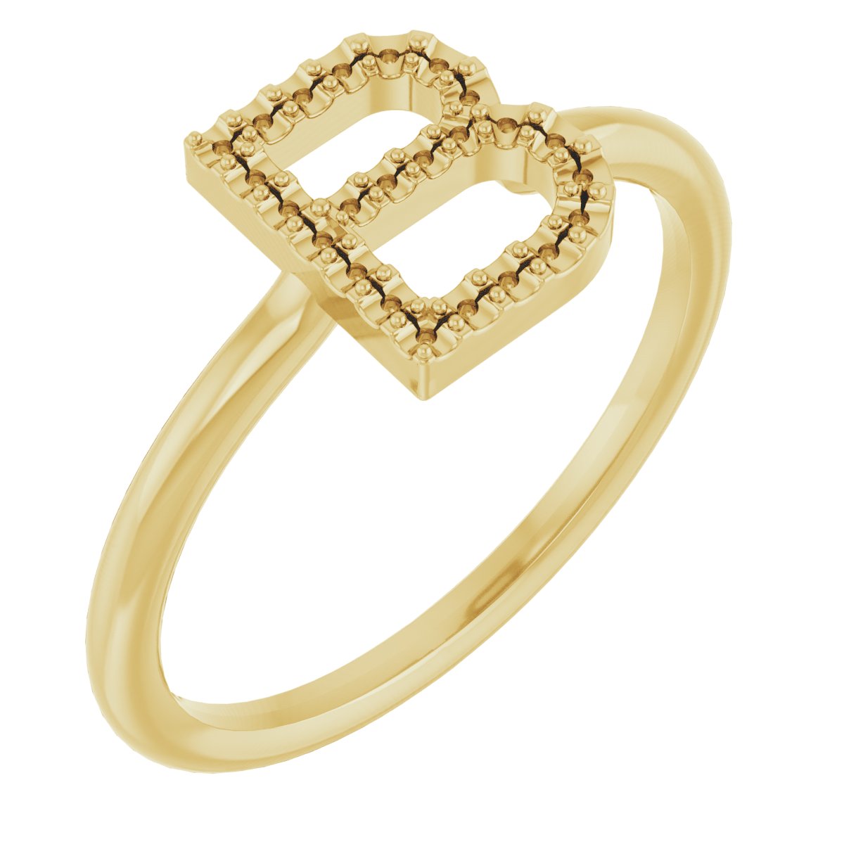 14K Yellow .08 CTW Diamond Initial B Ring