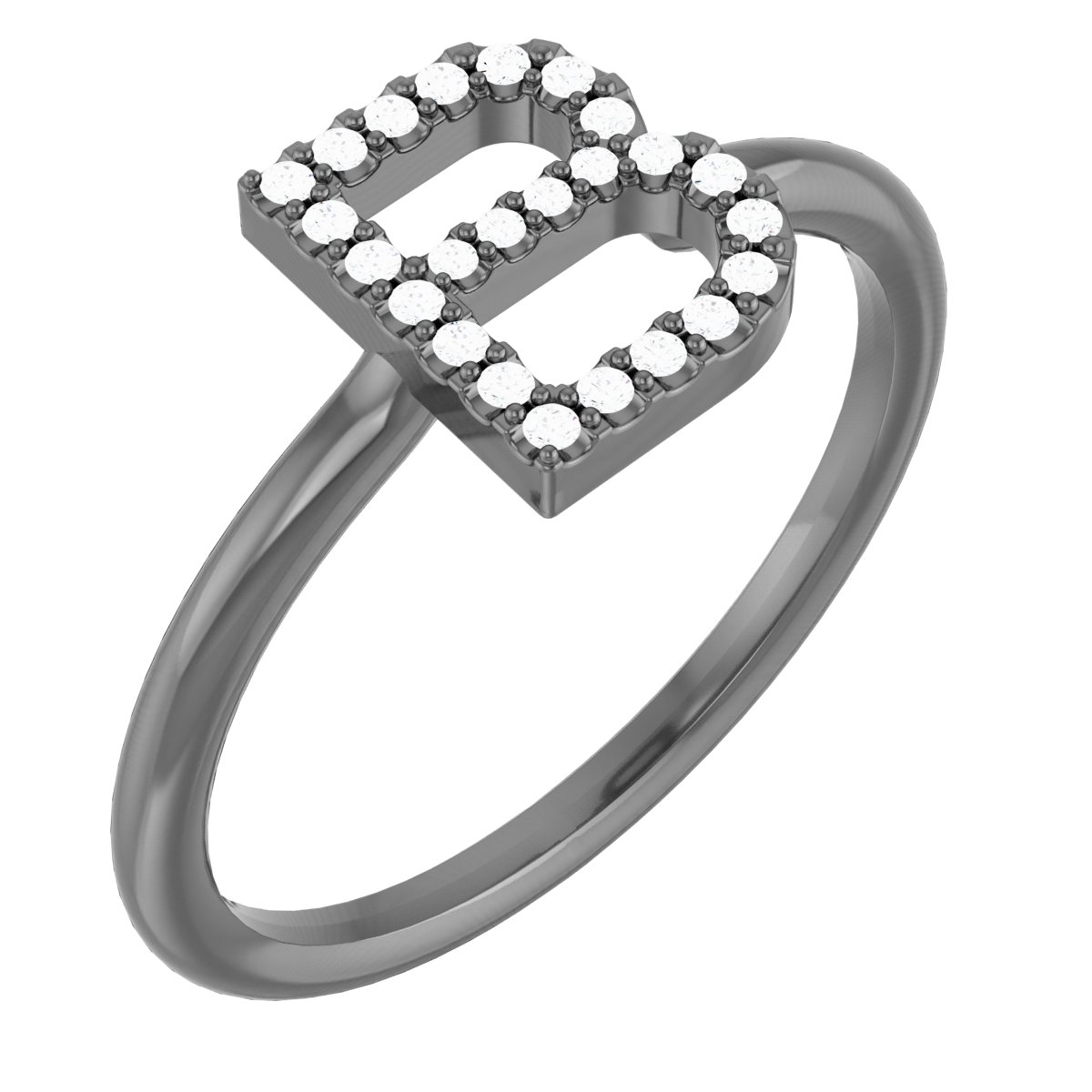 14K White .125 CTW Diamond Initial B Ring Ref. 15158441
