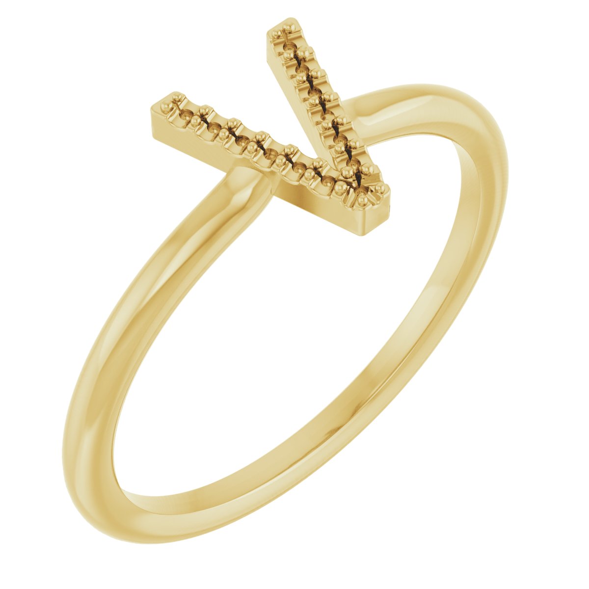 18K Yellow Accented Initial V Ring Mounting