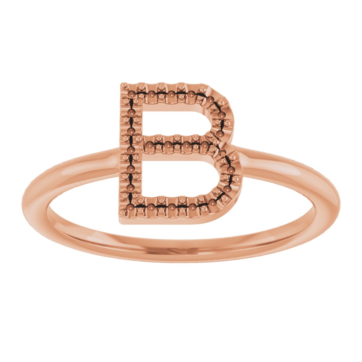 14K Rose .08 CTW Diamond Initial B Ring