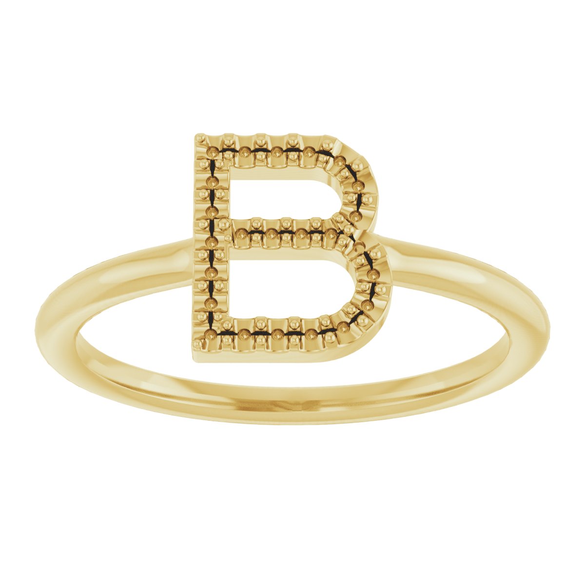 14K Yellow .08 CTW Natural Diamond Initial B Ring