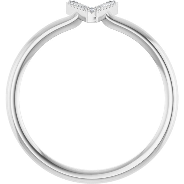 14K White .04 CTW Diamond Initial V Ring