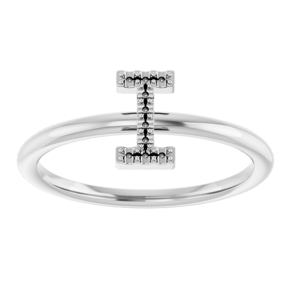 14K White .04 CTW Natural Diamond Initial I Ring