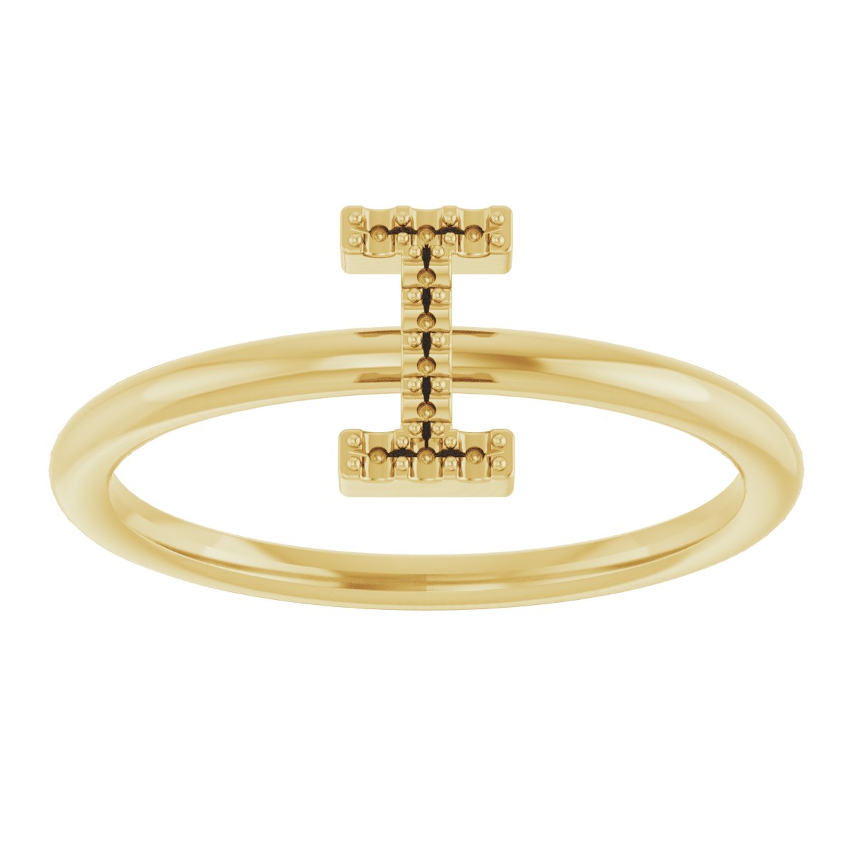 14K Yellow .04 CTW Diamond Initial I Ring