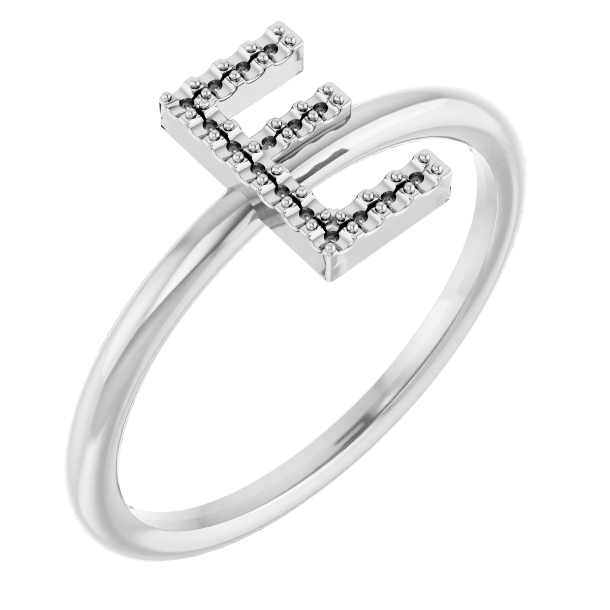 14K White .06 CTW Natural Diamond Initial E Ring