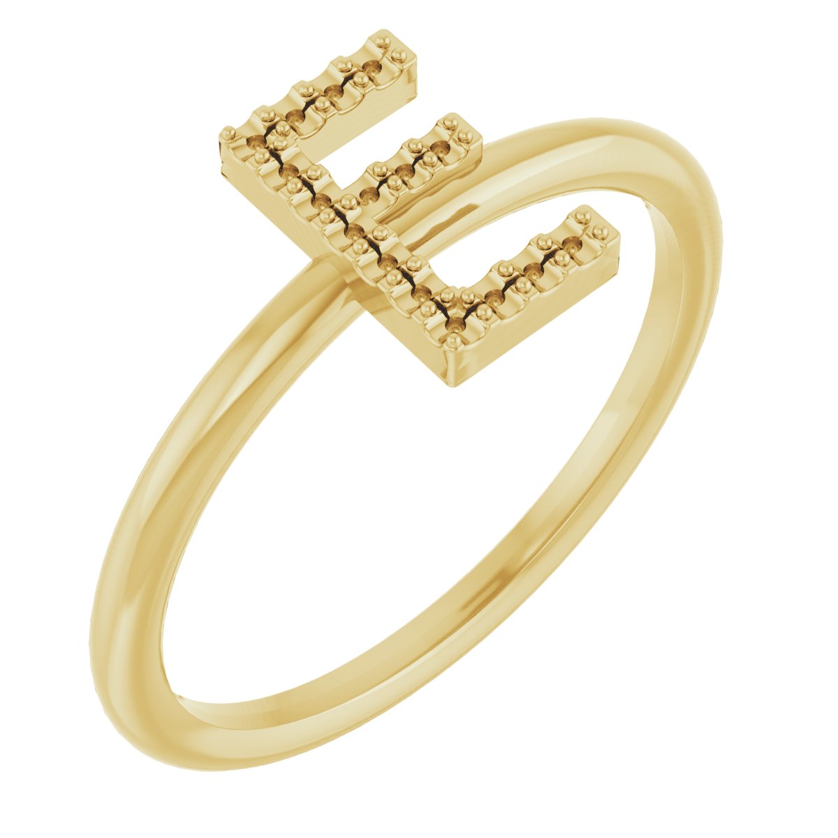 14K Yellow .06 CTW Natural Diamond Initial E Ring