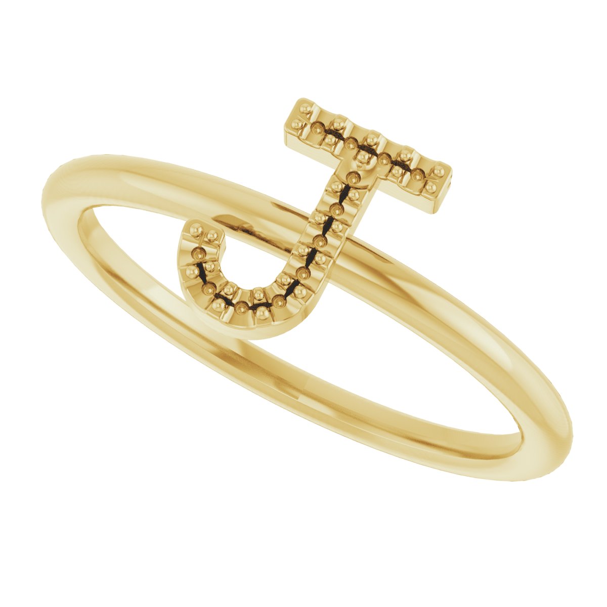 14K Yellow .05 CTW Diamond Initial J Ring