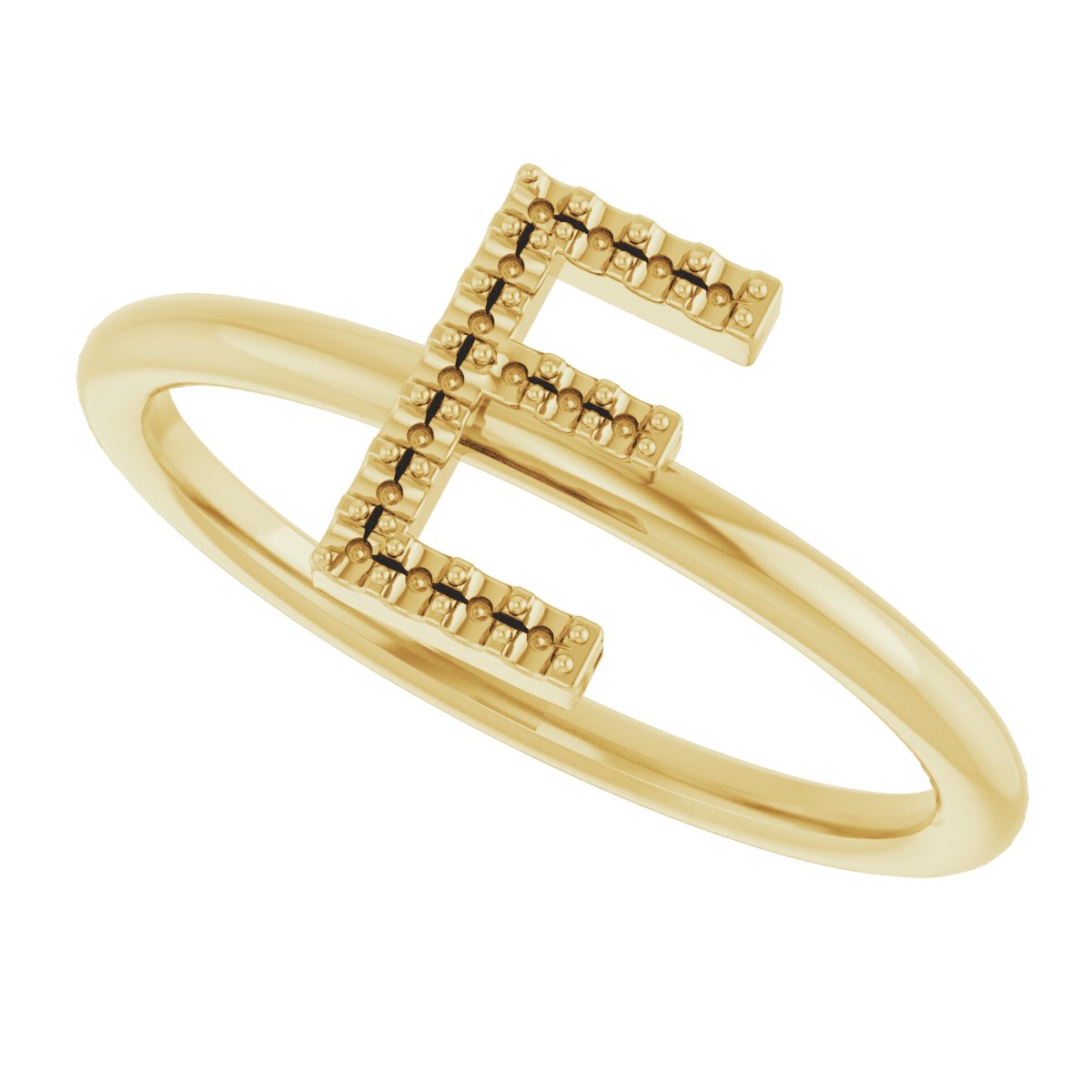 14K Yellow .07 CTW Diamond Initial E Ring