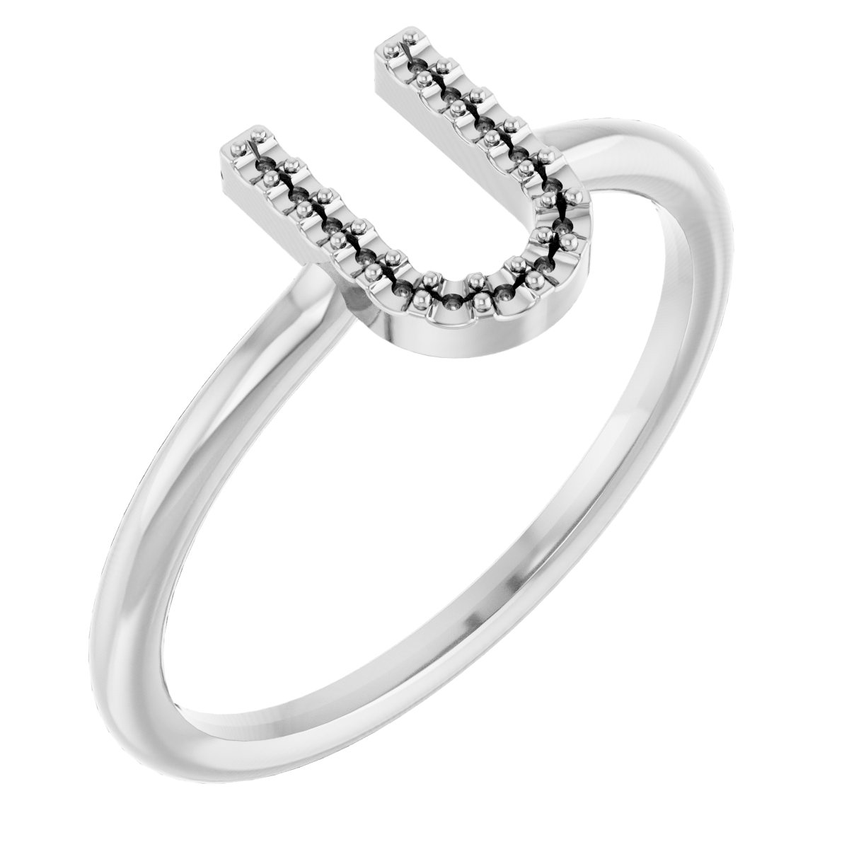 10K White Accented Initial U Ring Mounting