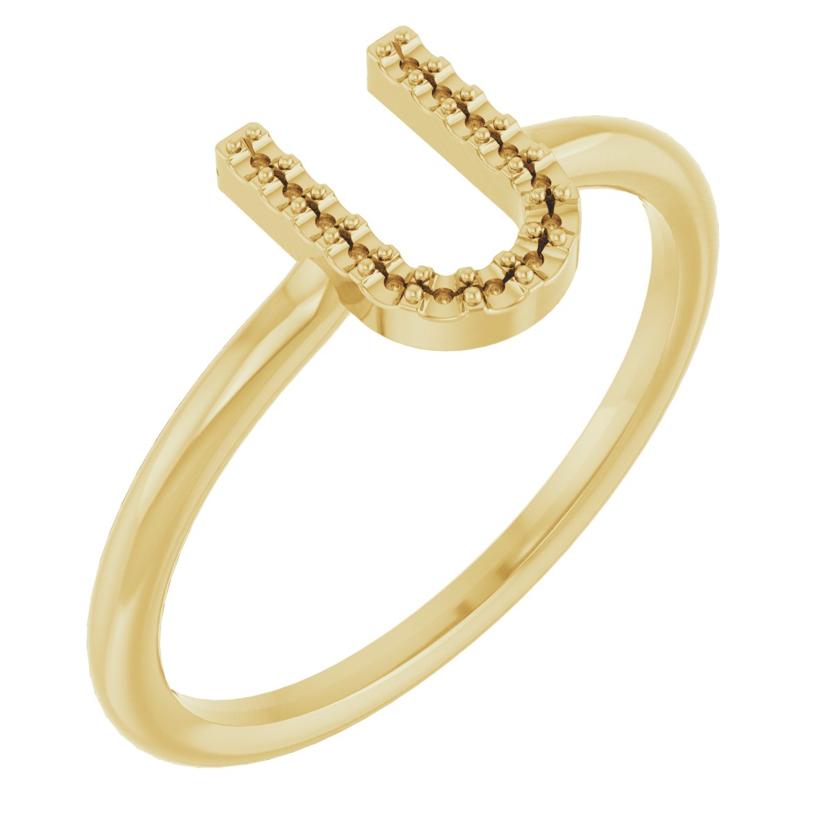 10K Yellow Accented Initial U Ring Mounting