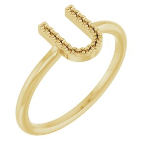 18K Yellow Accented Initial U Ring Mounting