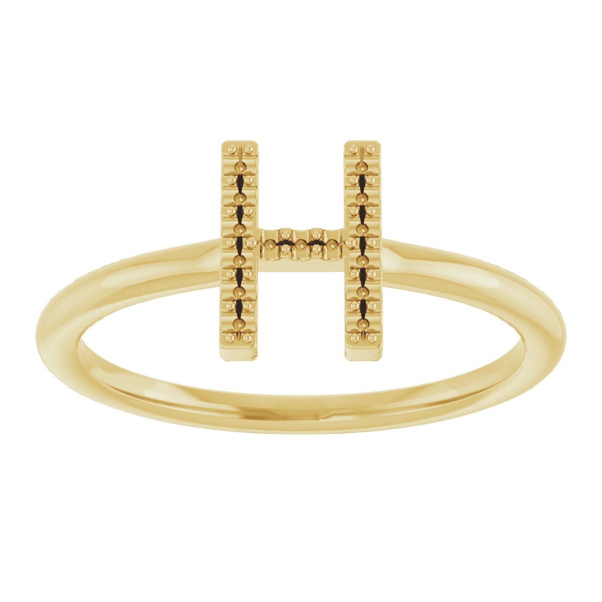 14K Yellow .07 CTW Diamond Initial H Ring