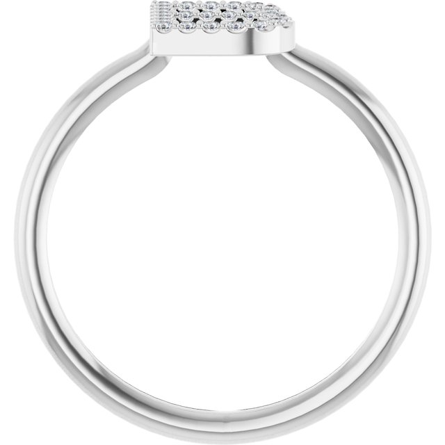 14K White .08 CTW Natural Diamond Initial B Ring