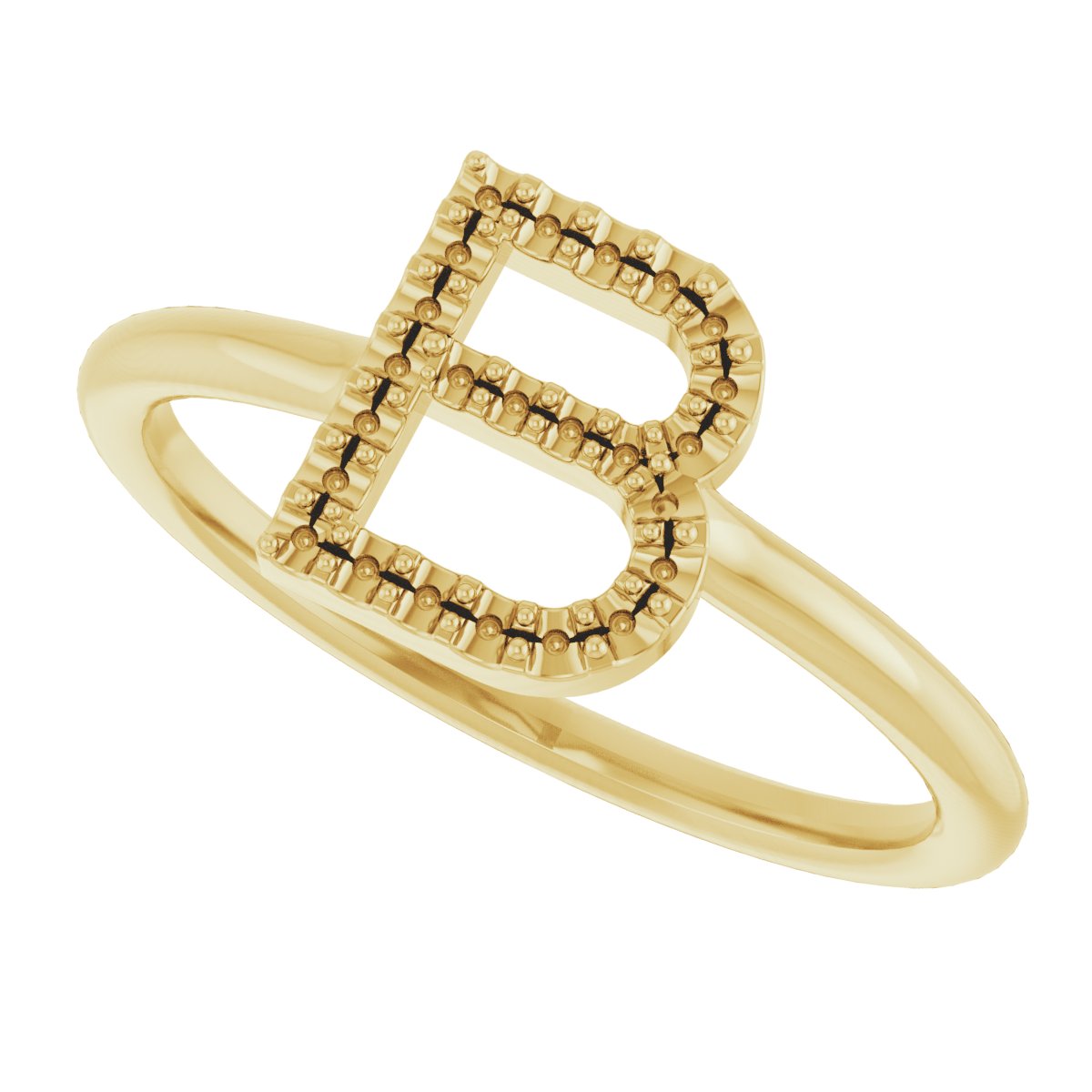 14K Yellow .08 CTW Diamond Initial B Ring