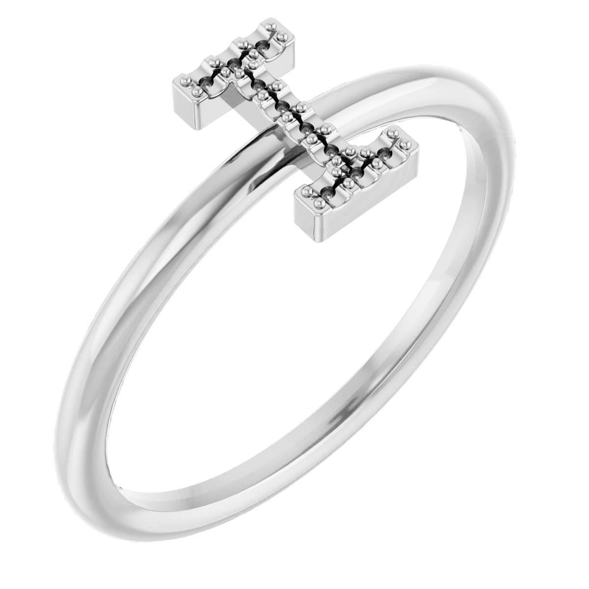 14K White .04 CTW Diamond Initial I Ring