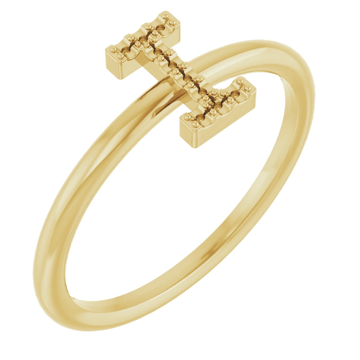 14K Yellow .04 CTW Natural Diamond Initial I Ring