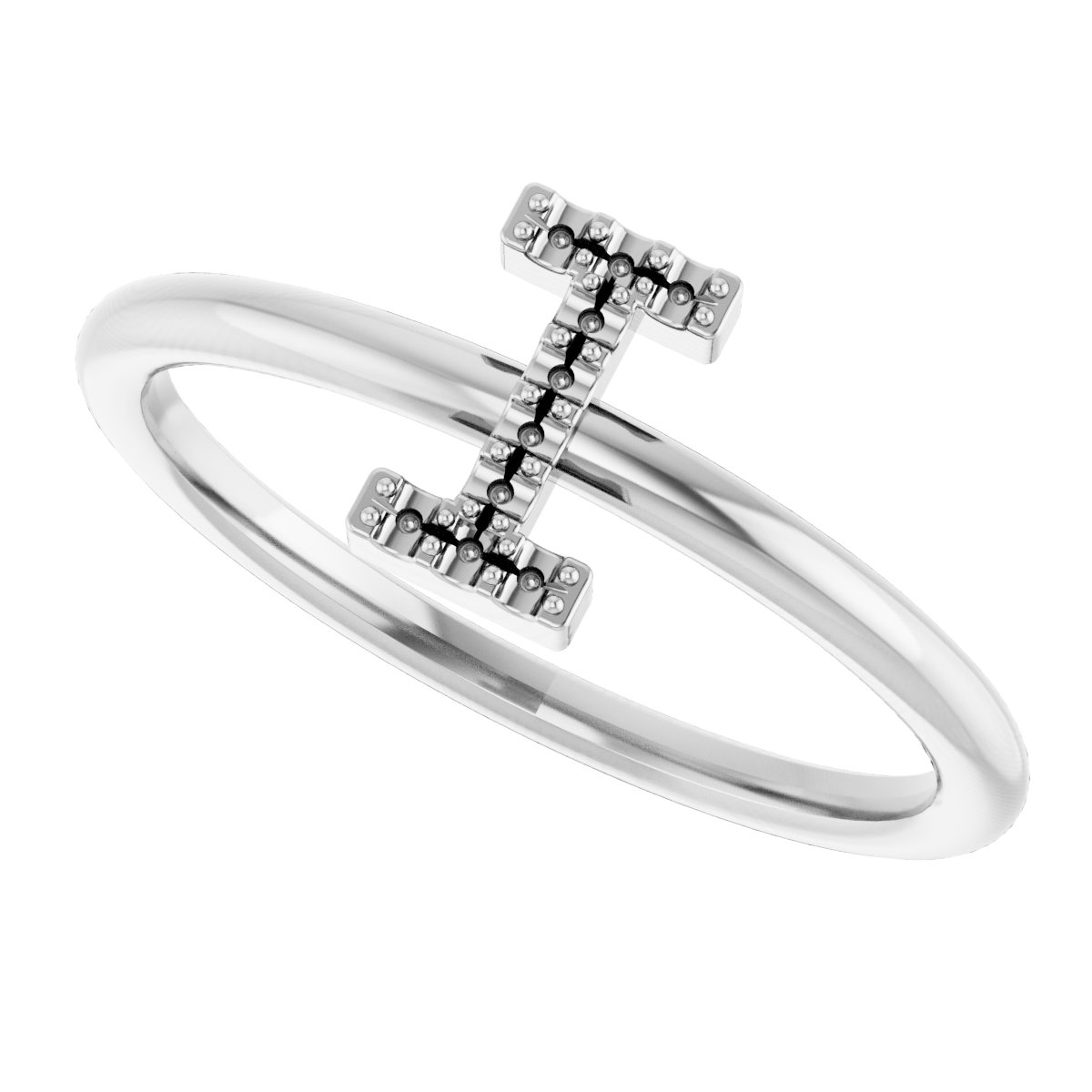 14K White .04 CTW Diamond Initial I Ring