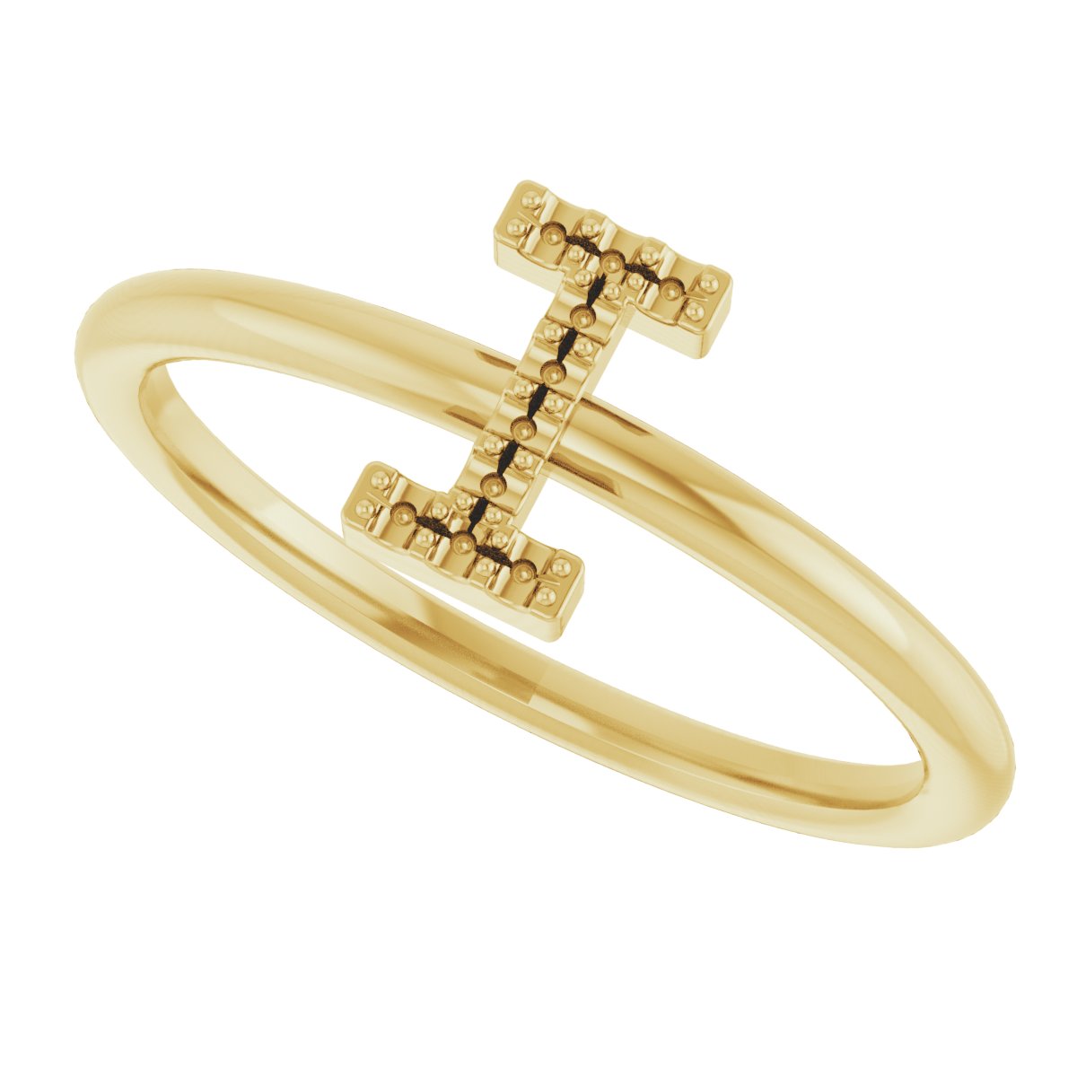 14K Yellow .04 CTW Diamond Initial I Ring