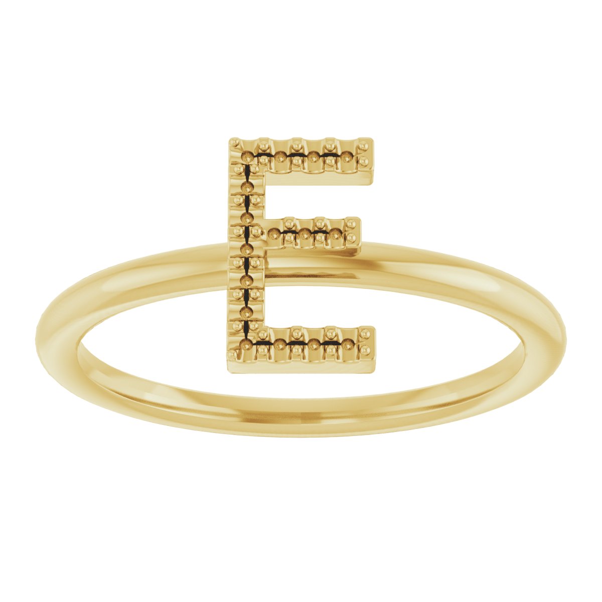 14K Yellow .07 CTW Diamond Initial E Ring