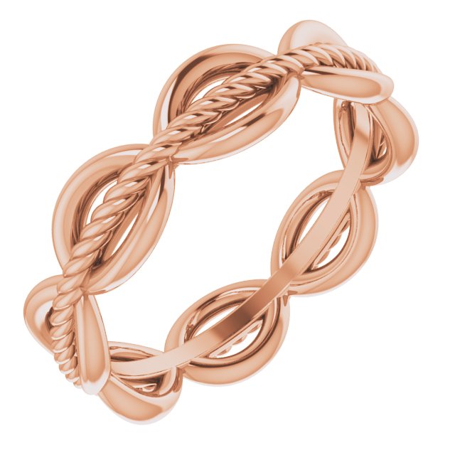 14K Rose Rope Design Band Size 7