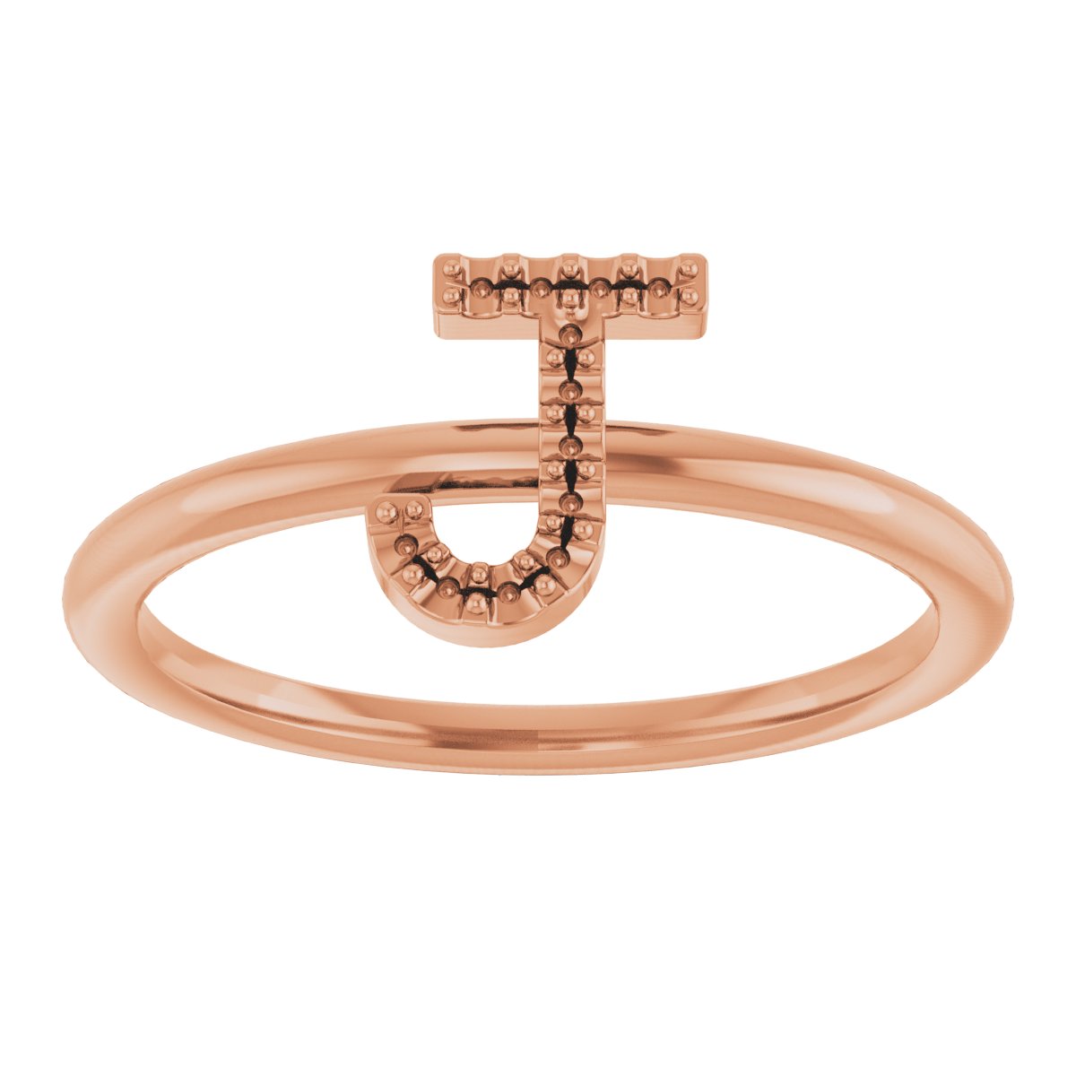 14K Rose .05 CTW Diamond Initial J Ring