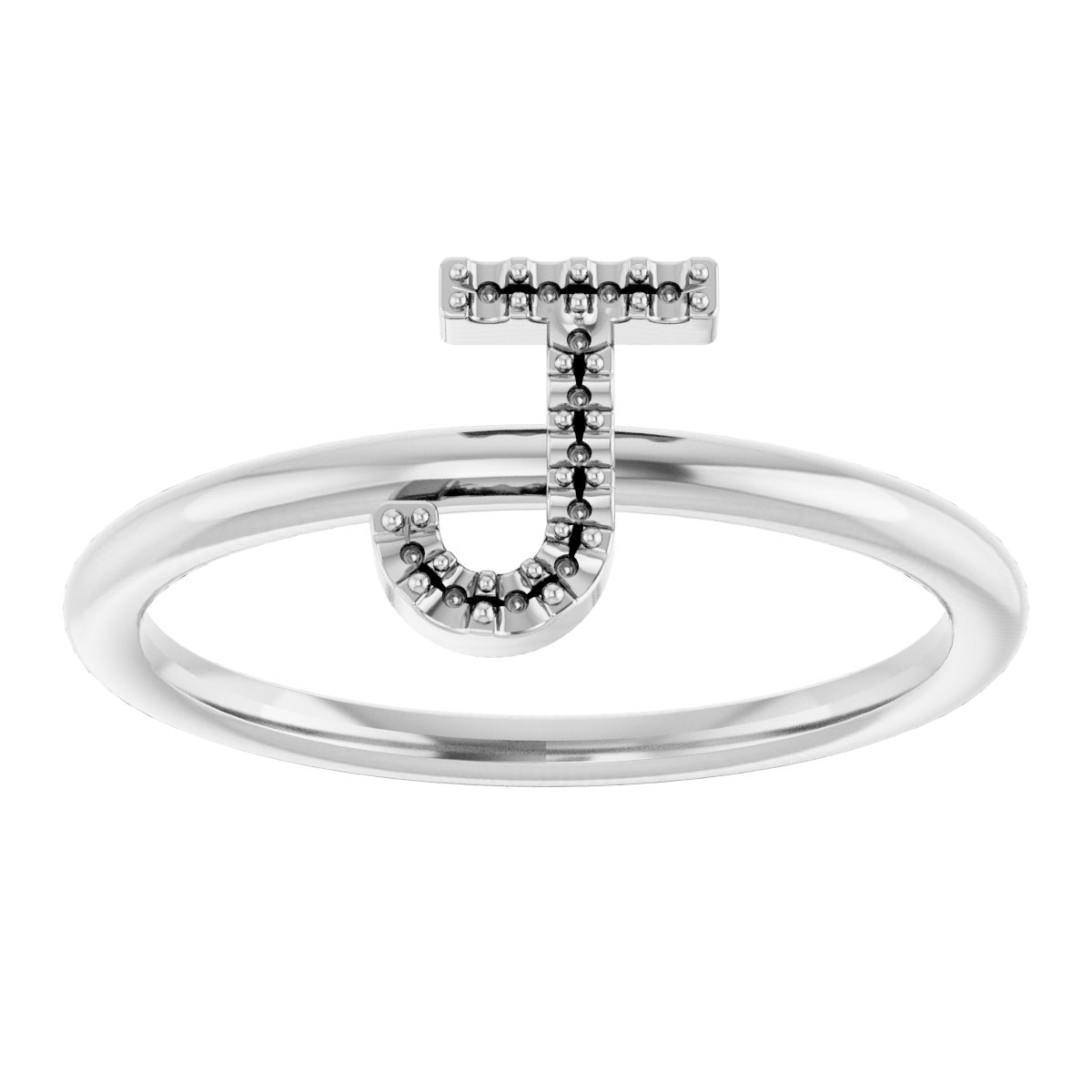 14K White .05 CTW Diamond Initial J Ring