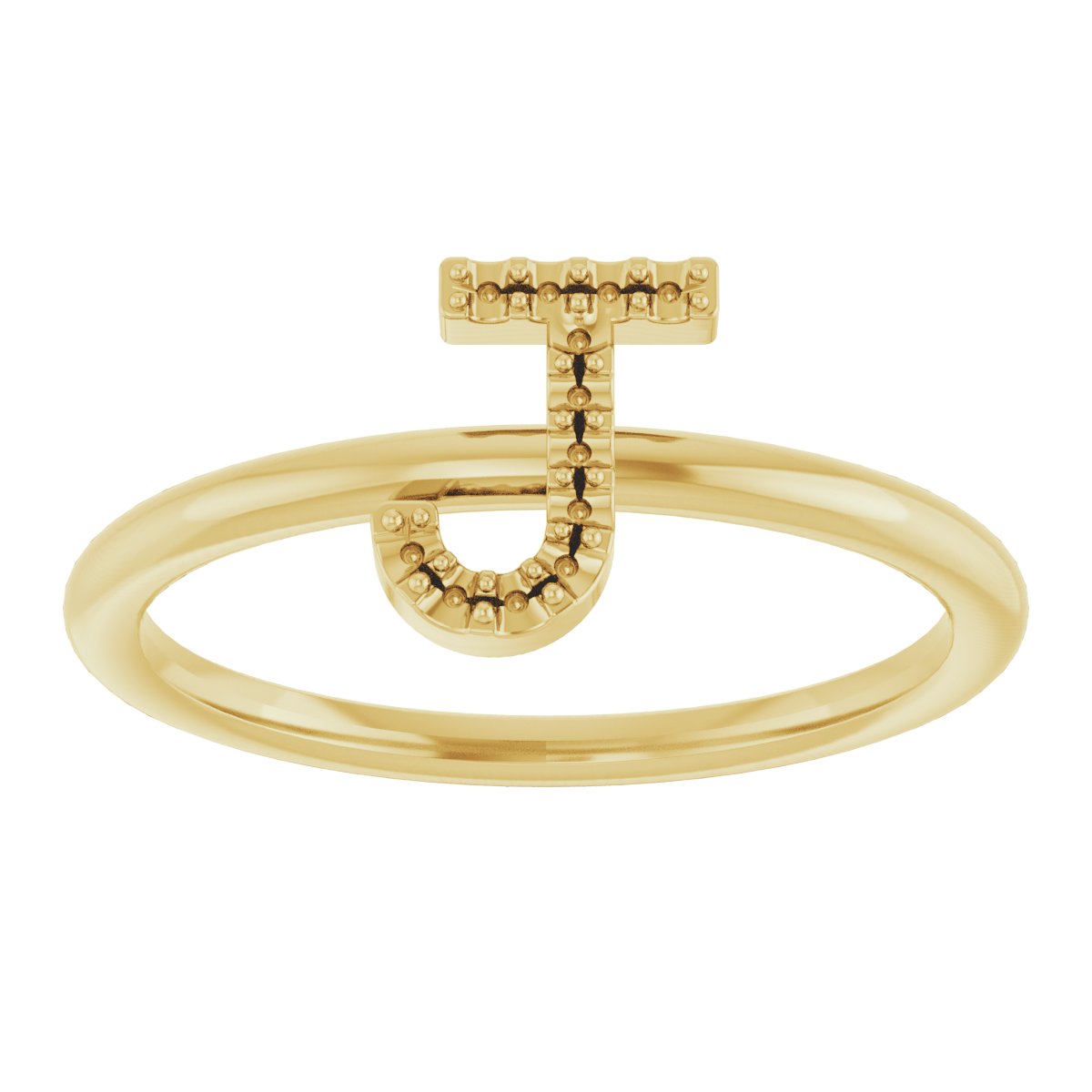 14K Yellow .05 CTW Natural Diamond Initial J Ring