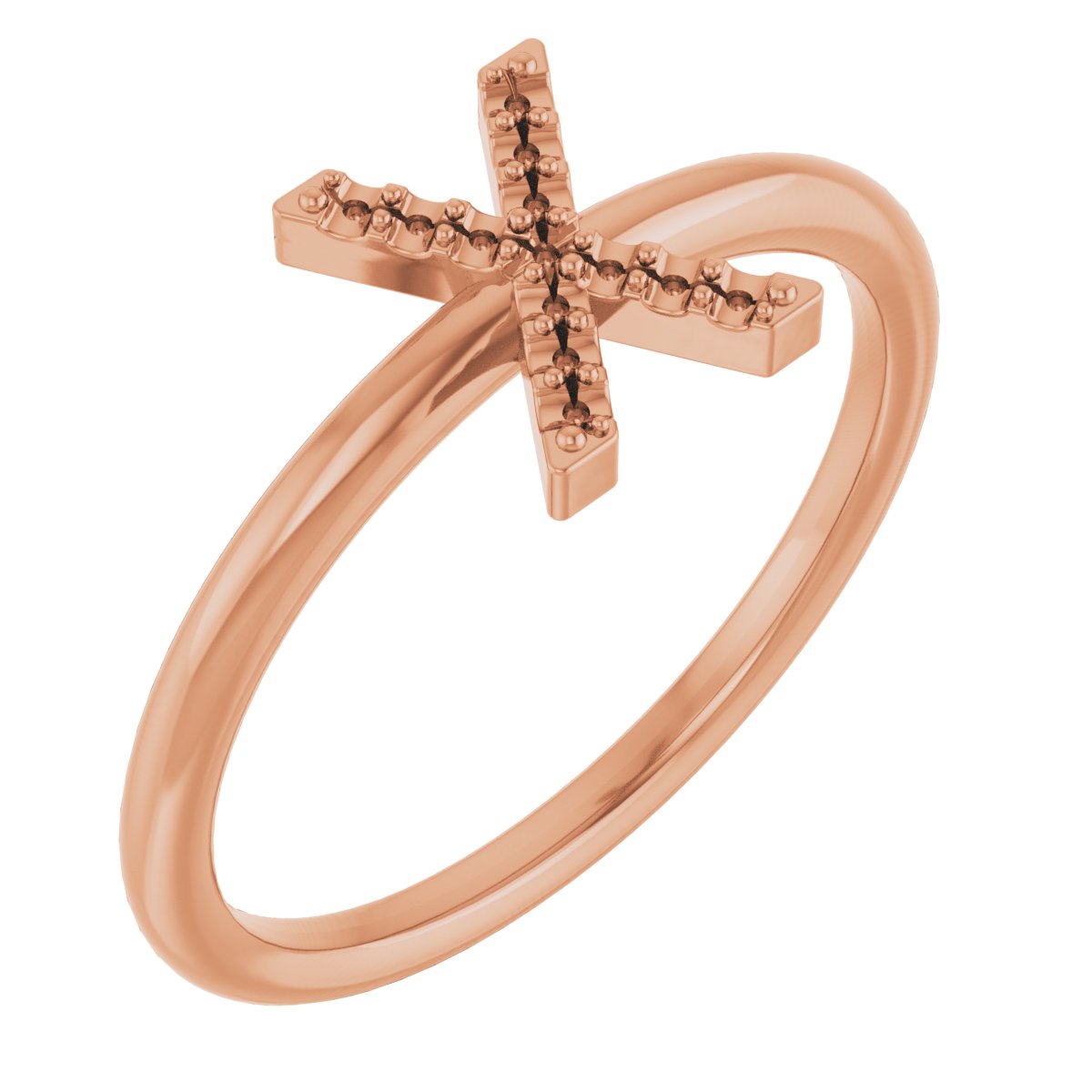 14K Rose Accented Initial X Ring Mounting