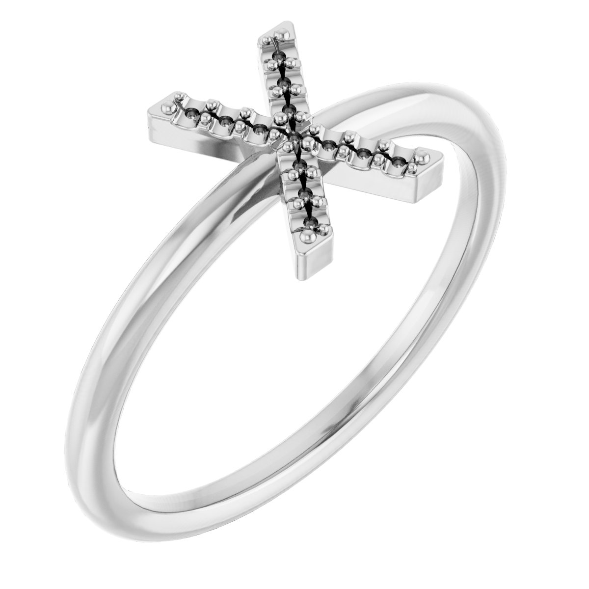 18K Palladium White Accented Initial X Ring Mounting