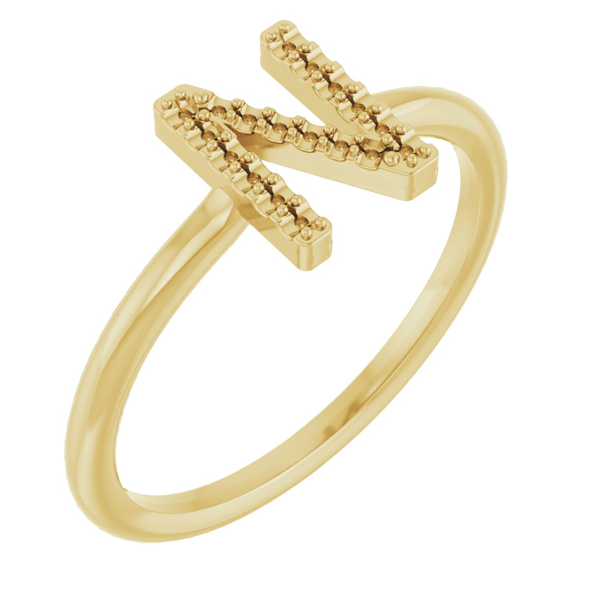 10K Yellow Accented Initial N Ring Mounting
