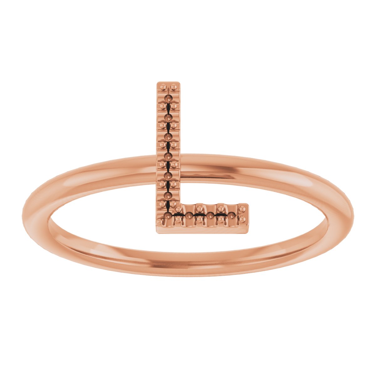 14K Rose .05 CTW Diamond Initial L Ring