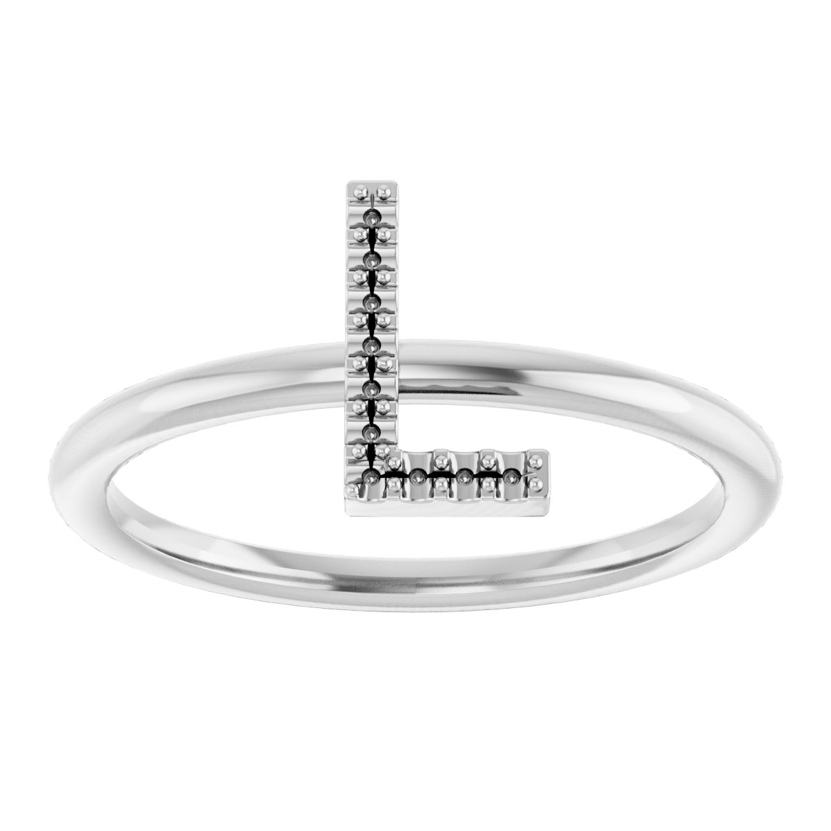 14K White .05 CTW Diamond Initial L Ring