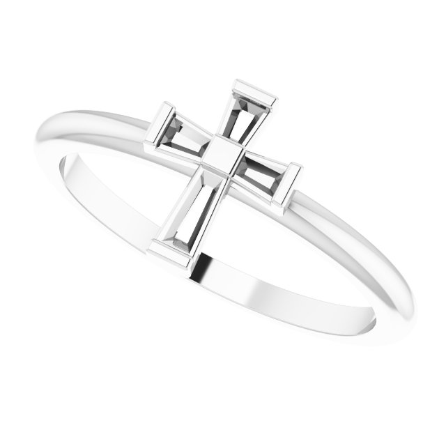 14K White 1/10 CTW Natural Diamond Stackable Cross Ring