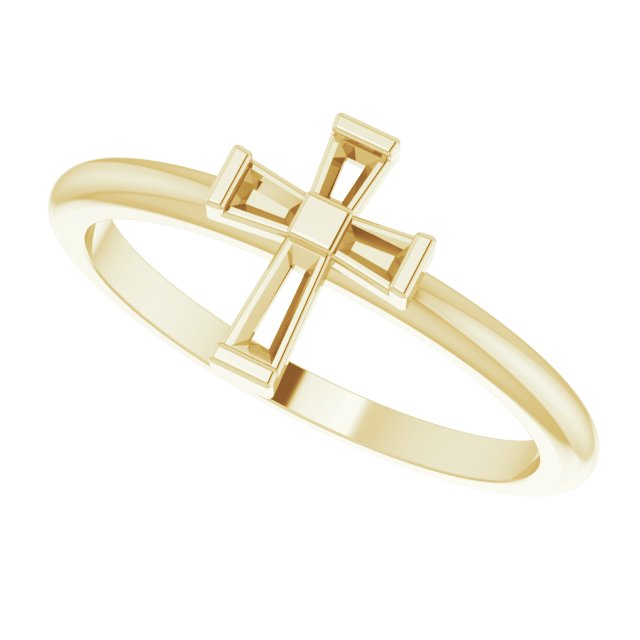 14K Yellow 1/10 CTW Diamond Stackable Cross Ring