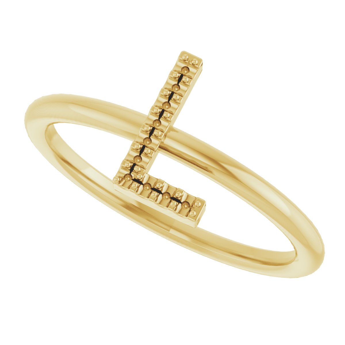 14K Yellow .05 CTW Diamond Initial L Ring