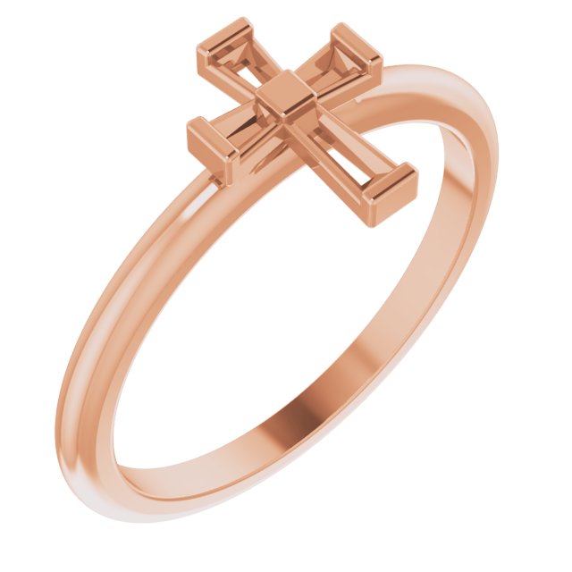 14K Rose 1/10 CTW Diamond Stackable Cross Ring