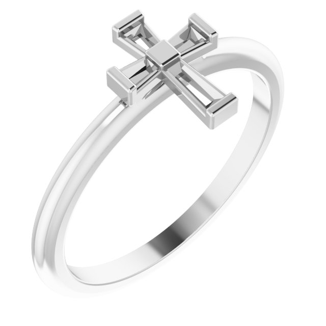 14K White 1/10 CTW Diamond Stackable Cross Ring