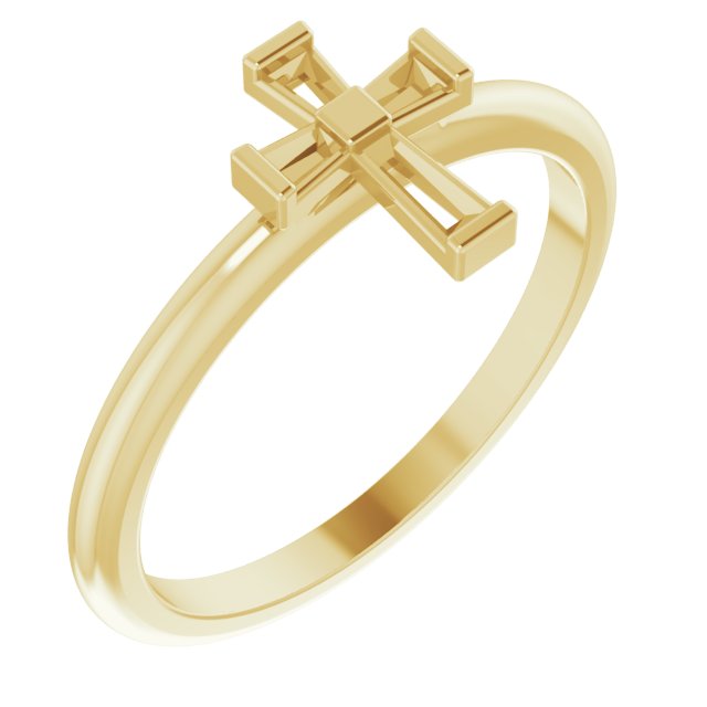 14K Yellow 1/10 CTW Diamond Stackable Cross Ring