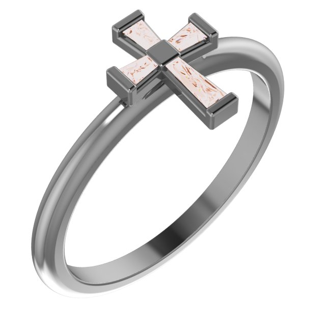14K Rose 1/10 CTW Diamond Stackable Cross Ring