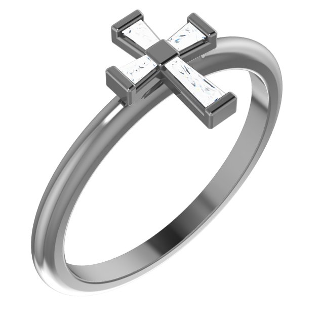 Accented Stackable Cross Ring