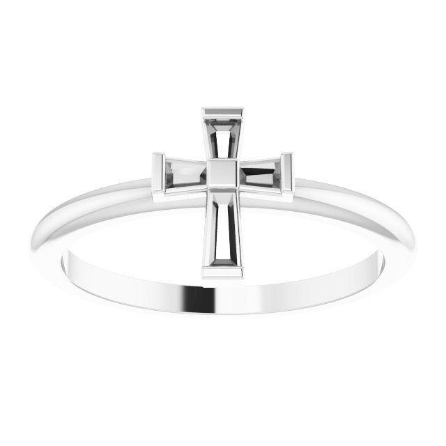 14K White 1/10 CTW Natural Diamond Stackable Cross Ring