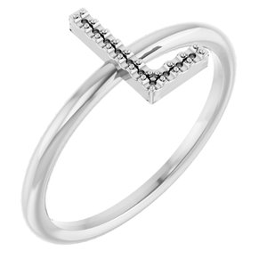 Platinum Accented Initial L Ring Mounting
