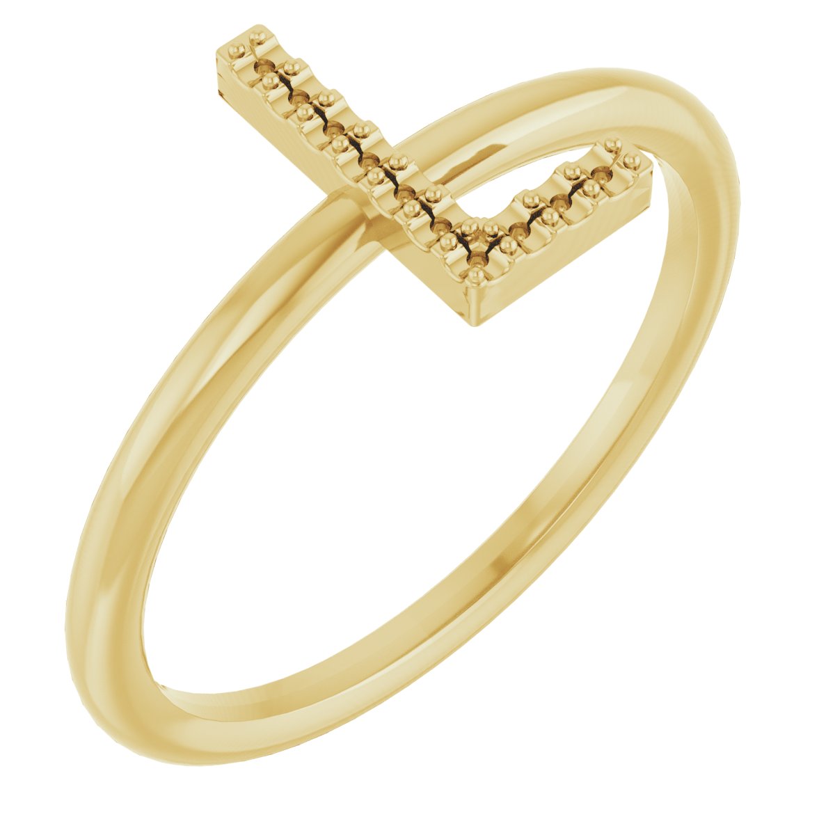 14K Yellow .04 CTW Natural Diamond Initial L Ring