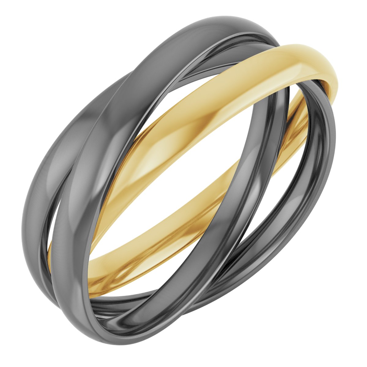 14K Tri-Color Three Band Rolling Ring Size 7.5